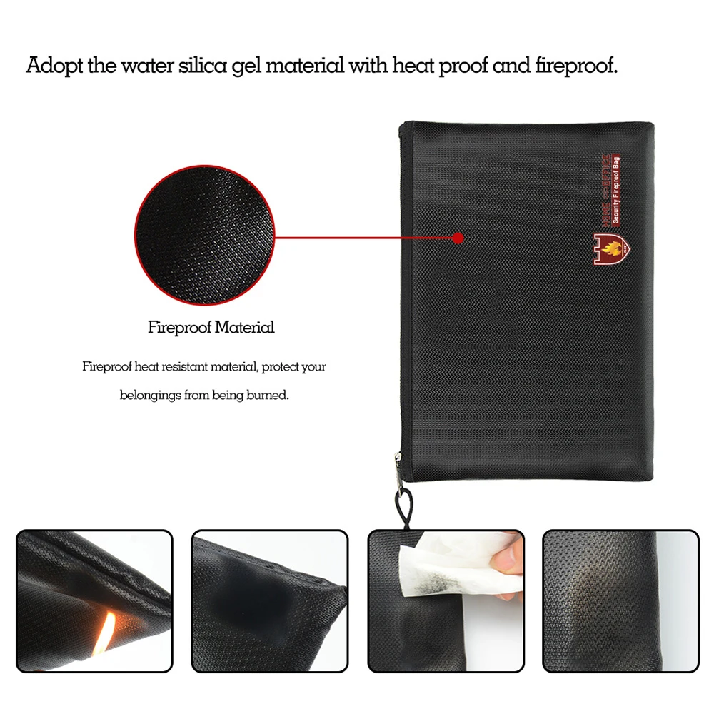 Fireproof Phone Bag Waterproof Safty Money Holder With Zipper For Documents For Storing Passports Bills Id Card & Contracts Dq