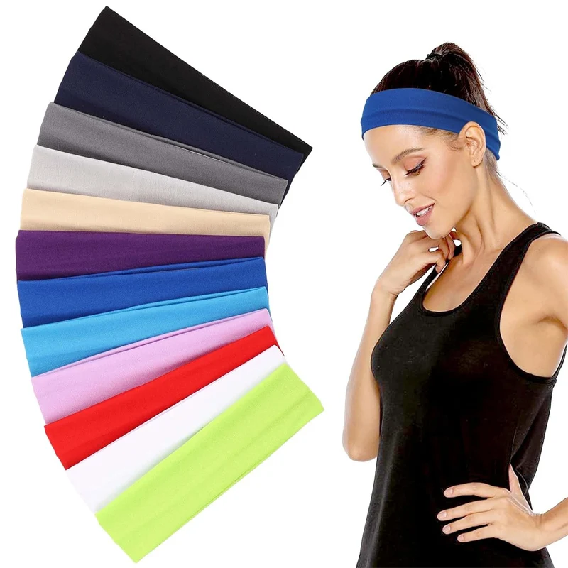 Solid Colour Elastic Sport Yoga Headbands Fashion Soft Elastic Polyester Sweatband Yoga Stretchy Headband for Women Man Girl