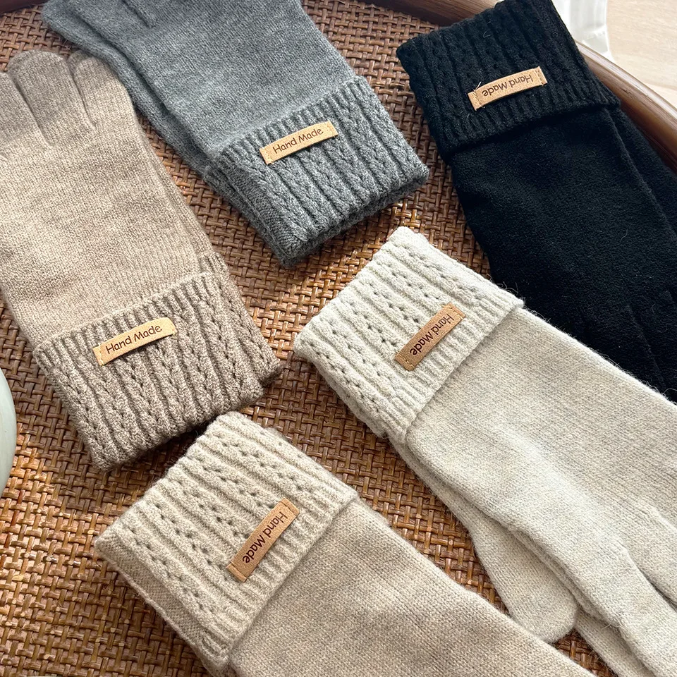Koreanische hochwertige Strickhandschuhe für Frauen, fehlende Finger, Touchscreen-Schutzhandschuhe, einfache waschbare Vollfingerhandschuhe – Detail 2