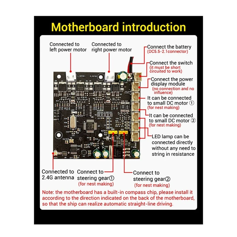 FPV Receiver Single-Hand Remote Controller 6-12V Receiver Board GPS Control Plastic For RC Bait Boat
