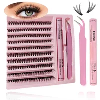 DIY Lashes Clusters Set Extensions Kit Fake eyelashes Mix Lash Clusters with Lash Bond Seal and Lash Applicator Tool Makeup