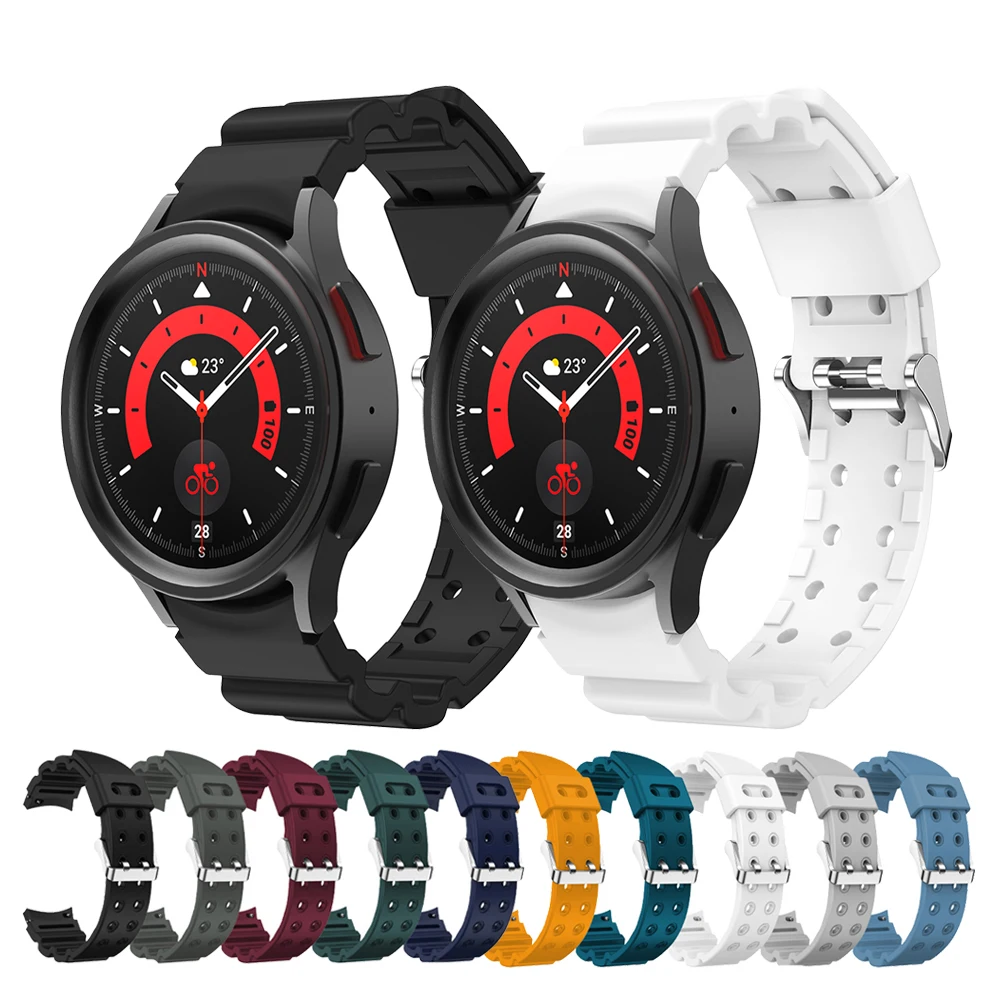 

Ремешок силиконовый для смарт-часов Samsung Galaxy watch 5 Pro, спортивный браслет для Galaxy Watch 4 44/40 мм, 45 мм/5 40 мм 44 мм