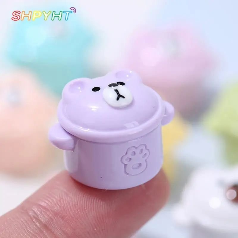 

2Pcs Cartoon Cute Bear Miniature Simulation Cooking Ware Milk Pot Model Dollhouse Kitchen Toys DIY Dollhouse Accessories 1:12
