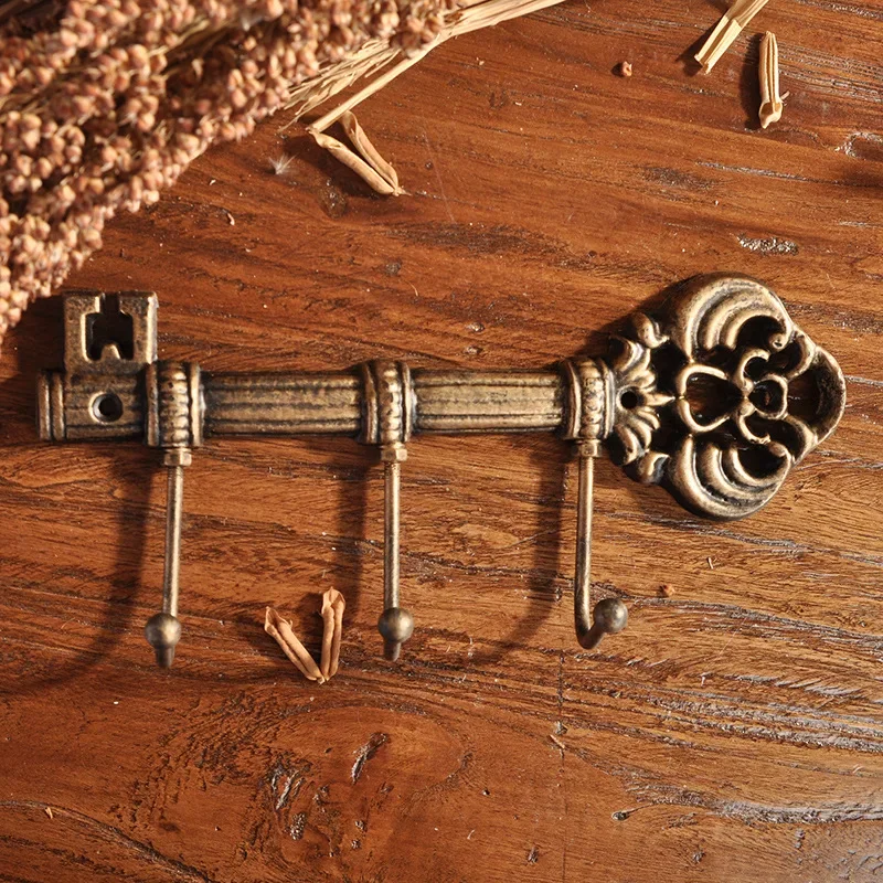 Cast Iron Coat Hook Hanger with 3 Hooks Iron Storage Organizer/Wall Hanging Rack Charming Wall Decor for Keys Clothes Hats 6