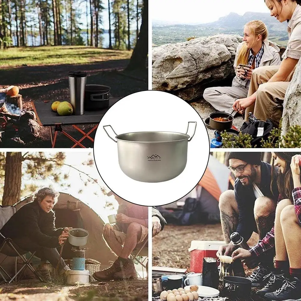 Titan-Campingtopf Reise-Geschirr Tragbarer 2L Camping-Suppentopf Backcountry-Essgeschirr für Rucksackreisen und Picknick-Ausrüstung – Detail 4