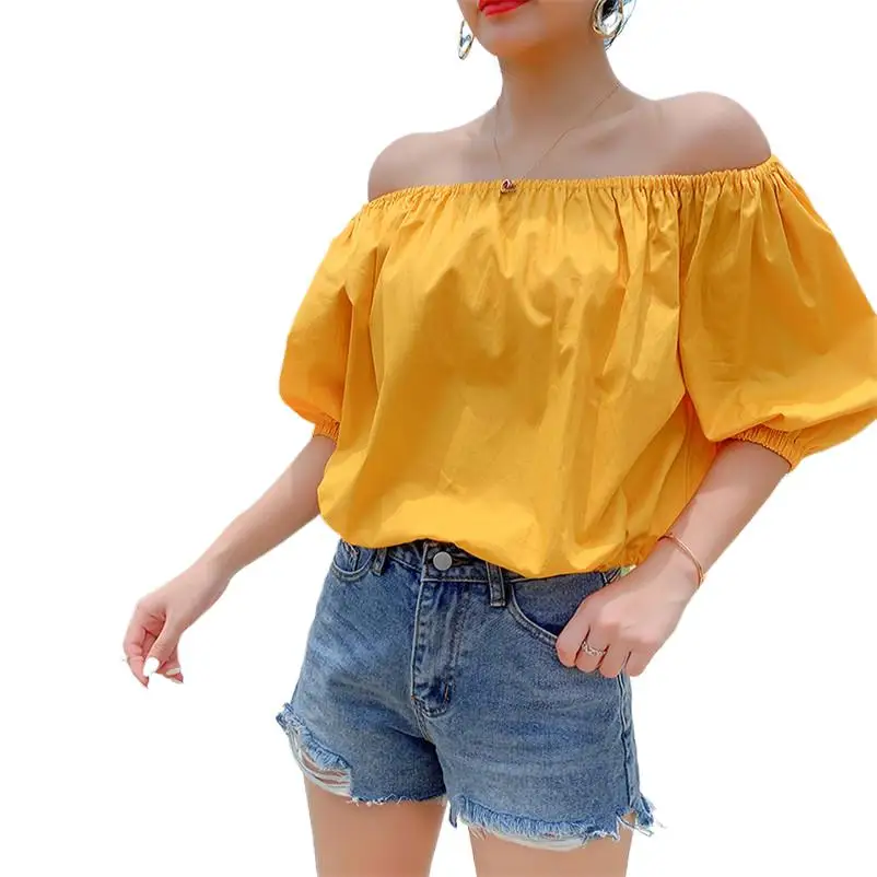 

Женские хлопковые льняные топы, Однотонные блузки с рукавом до локтя, летняя повседневная Свободная рубашка, топы, уличная одежда, женская одежда, женская одежда