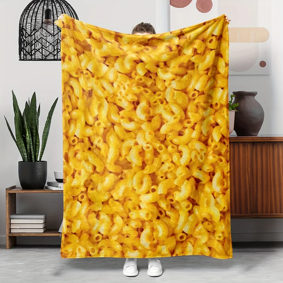 Cozy Cartoon Macaroni Cheese Flannel Blanket