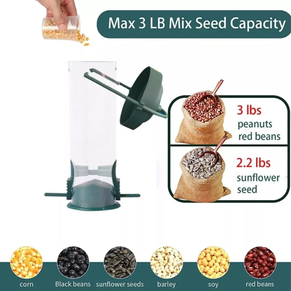 Squirrel-Proof Wild Bird Feeder Portable for Garden Yard Outdoor Wrought Iron Hanging Hummingbird