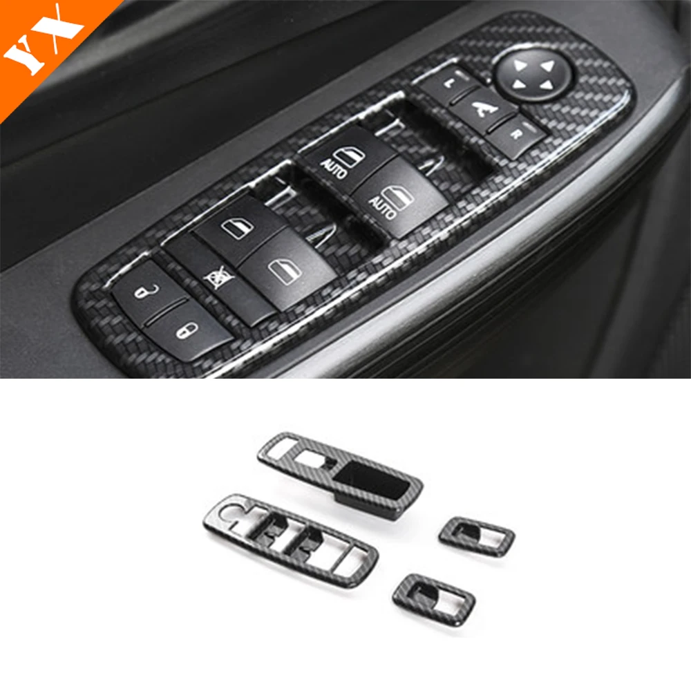 Car Full Set Carbon Trim Interior Moulding Window Lift Center Console Panel Inner Handle For Jeep Cherokee KL Accessories 2017+