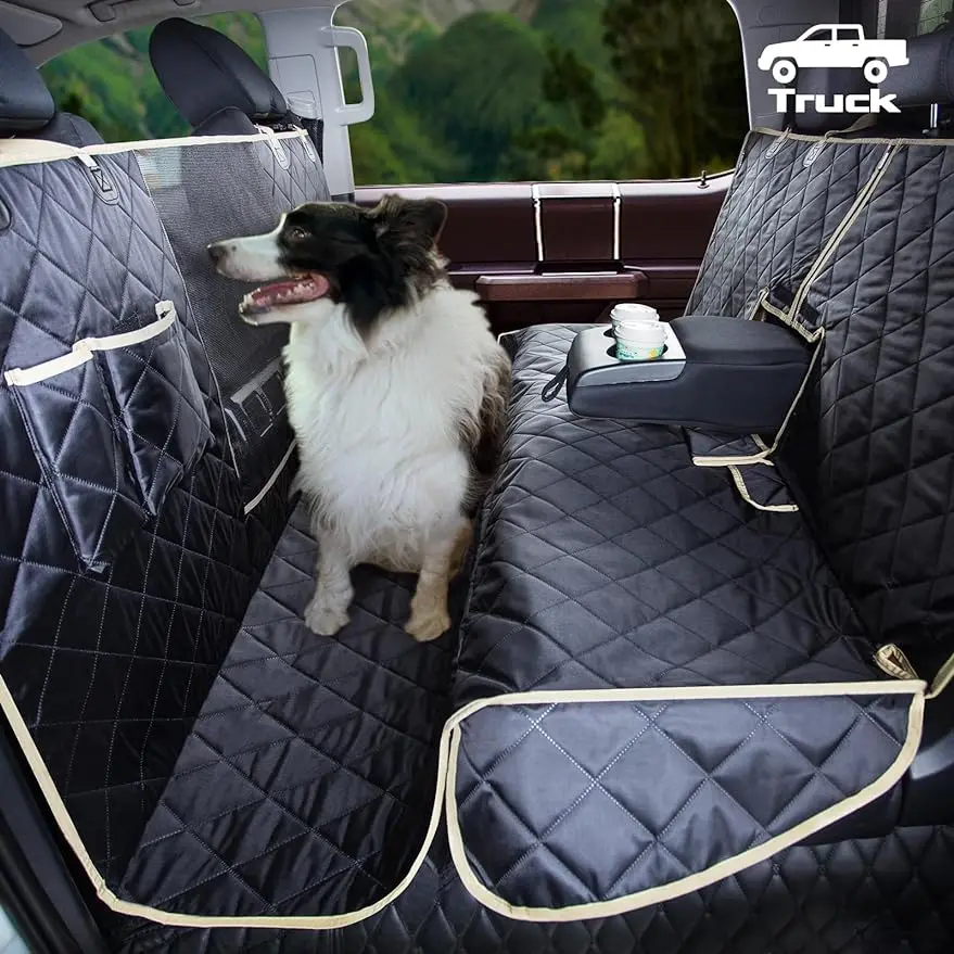 

4 in 1 Floor Dog Hammock for Crew Cab,100% Waterproof Backseat Cover Dog Seat Covers, Bench Protector for Ford