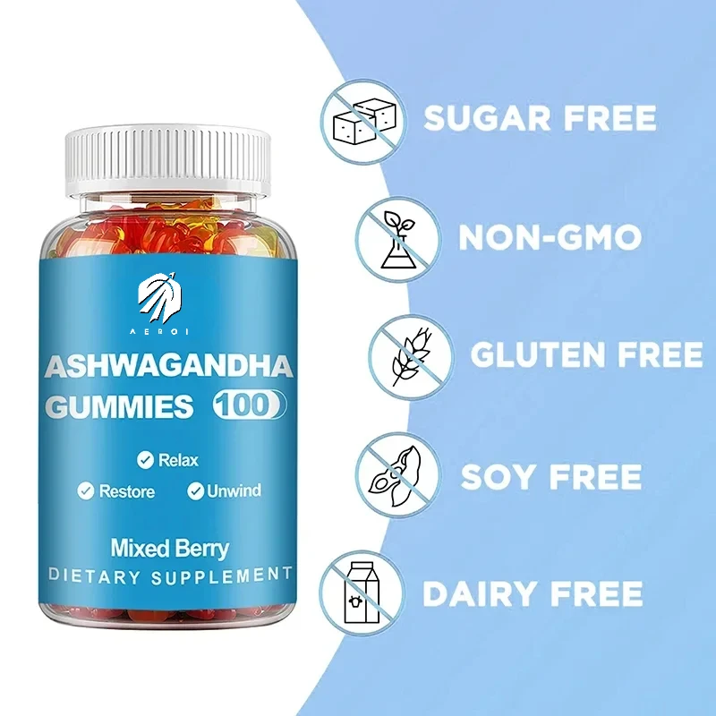Ashwagandha Gummies-Relieve Stress, Focus, Boost Brain, Replenish Energy, Improve Sleep Health