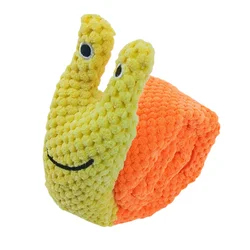 Interactive Plush Snail Dog Toy for Sniffing and Teeth Grinding Training (Yellow)