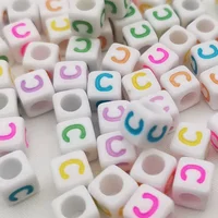 Diy Letter Beads Square Shape Bead Acrylic 6mm Single Colorful Alphabet Beads Women for Jewelry Making Bracelet Necklace 100pcs 4