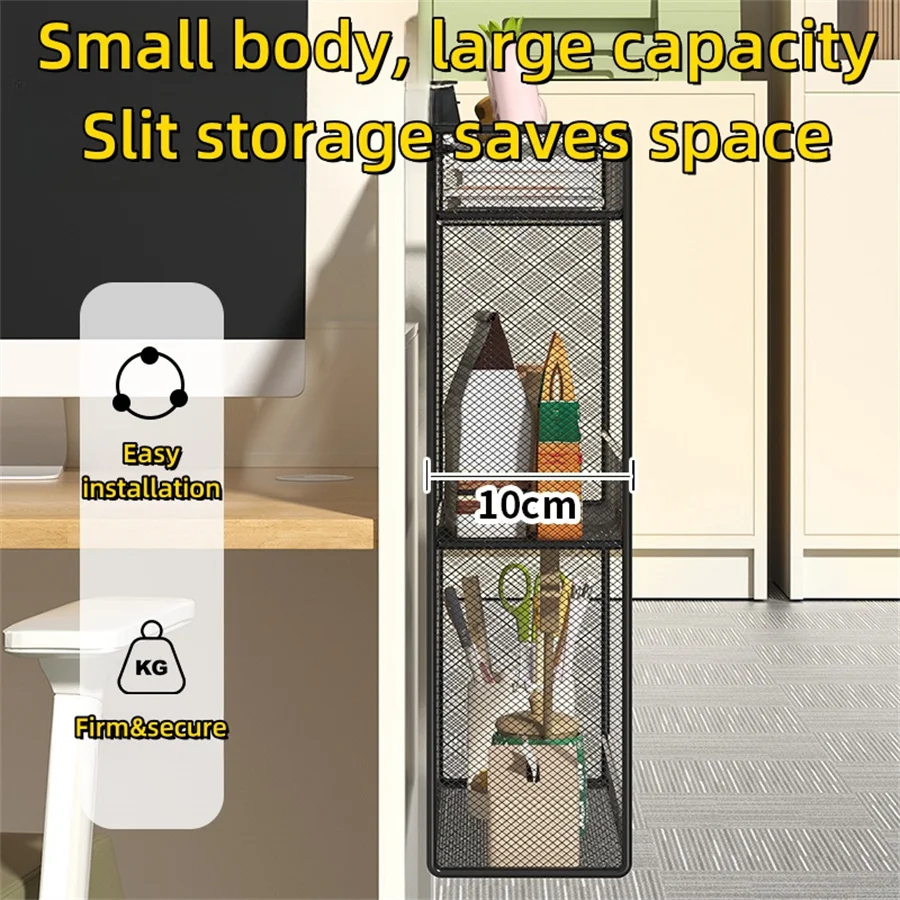 Metal hanging storage rack Organizer desktop hanging basket, suitable for school/office/any desktop, complimentary hook, black 4