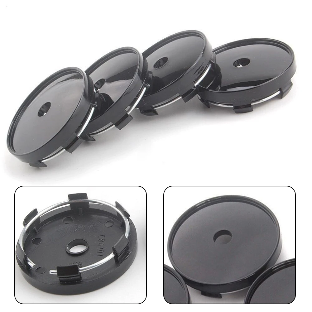 4Pcs 60mm Black Wheel Hubs Center Hub Cap Universal Wheel Rim Hub Cover Cap Electroplated Snap-On Car Parts