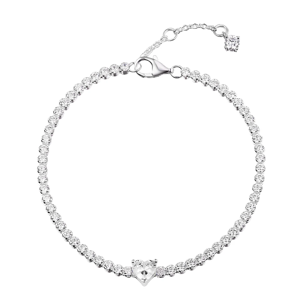 

Sparkling Heart Tennis Bracelets For Original 925 Silver Beads & Charms Woman DIY Beacelets For Jewelry Making