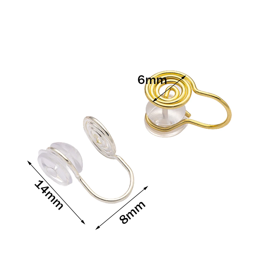 10 Stück Edelstahl-Clip-on-Spiral-Ohrring-Konverter mit Silikon-Ohrring-Pads für selbstgemachte Frauen und Mädchen, nicht durchbohrte Schmuckherstellung – Detail 1