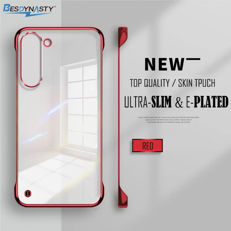 Luxury Plating Frameless Ultra Thin Transparent Case with Hard Lens Protection Cover