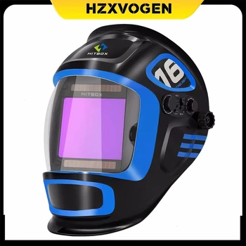 Casco per saldatura HITBOX Maschera Ture Color Casco per saldatura con oscuramento rapido automatico Casco con visione super grande per saldatrice MIG TIG ARC