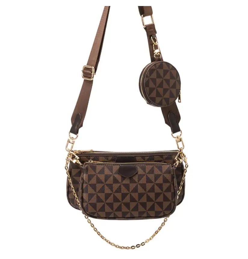 Fashion Luxury Small Leather Women's Bag Handbag Brand Designer 3-IN-1 Messenger Crossbody Strap Chains Top Handle Shoulder Bag