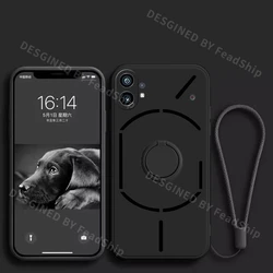 Liquid Silicone Shockproof Phone Case with Ring Holder and Lanyard for Nothing Phone 2A (Black)