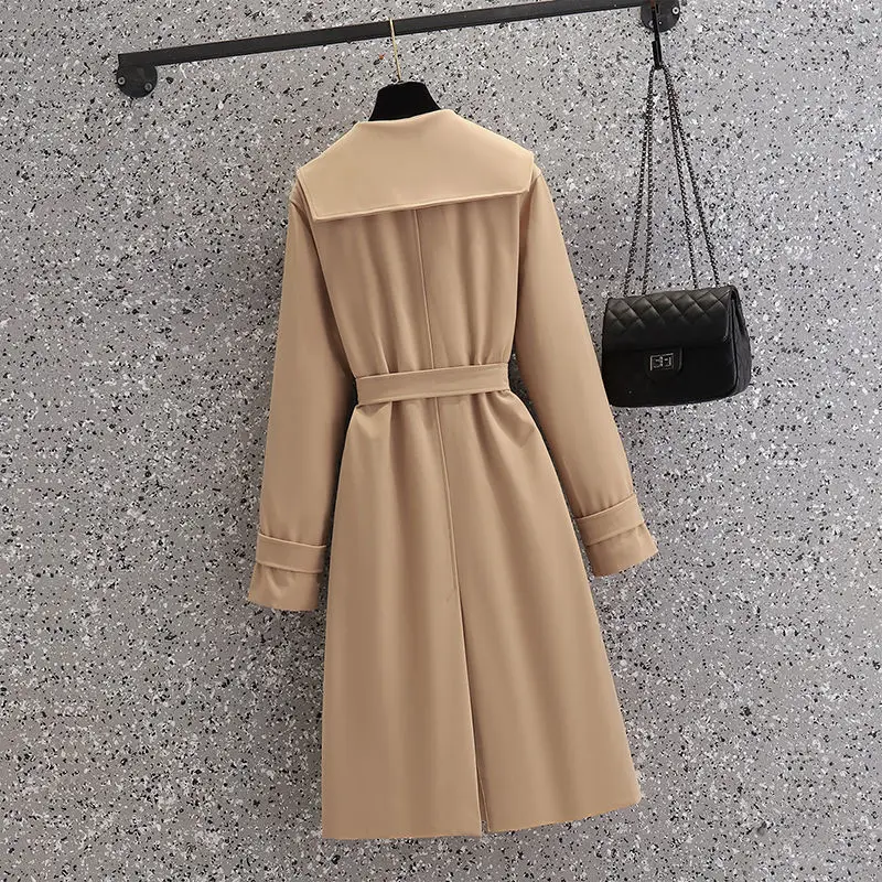 2023 New Spring and Autumn Long Jacket Age Reducing Coat Women's Loose Lace Up Slim and Elegant Women's Coat