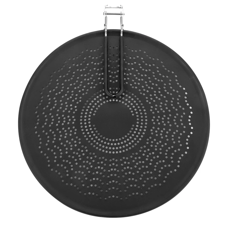 

13 Inch Silicone Splatter Screen - Pan Cover With Folding Handle,Heat Resistant Oil Splash Guard,Heat Insulation Black