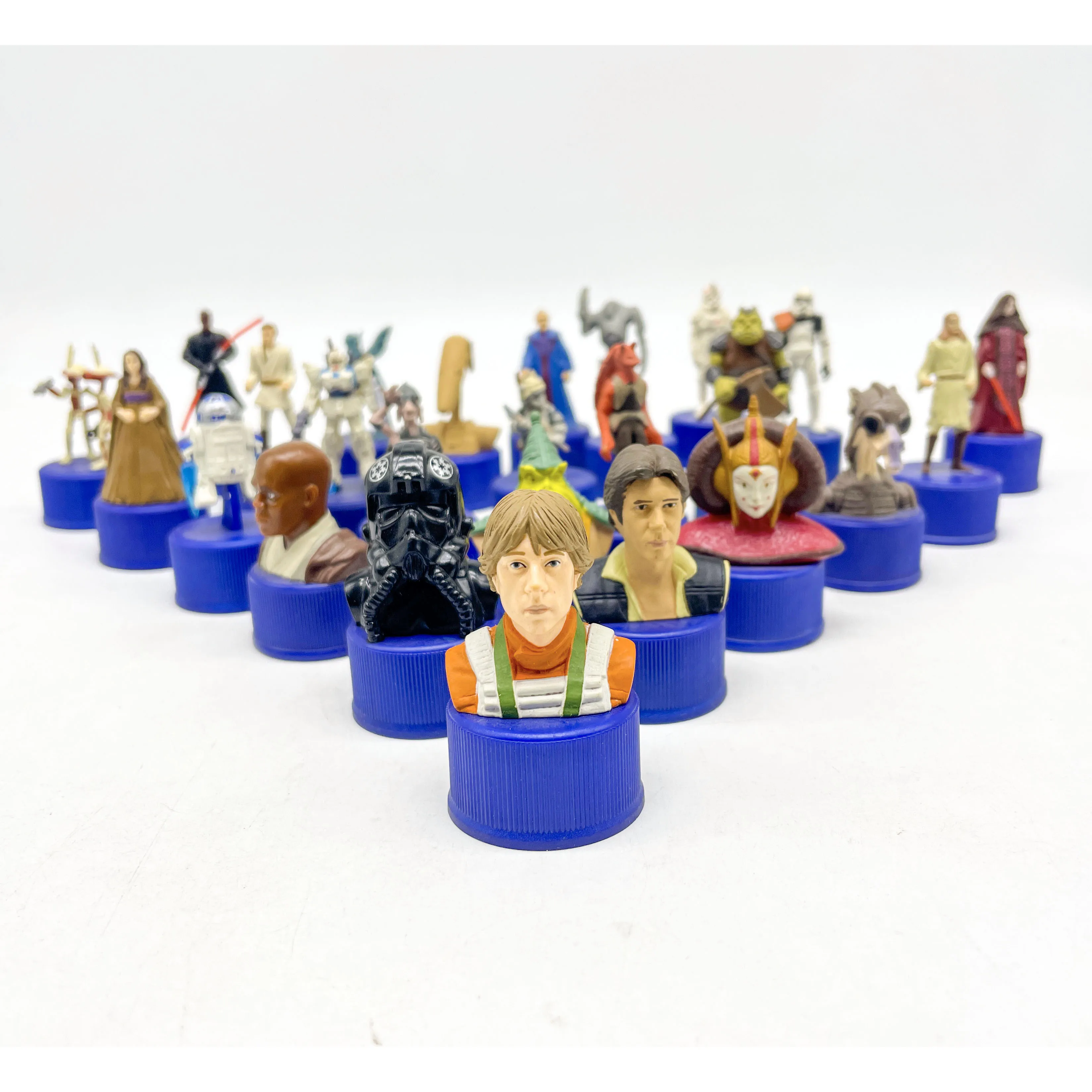 Bulk Pack Star Wars Tappo Di Bottiglia Busto Luke Skywalker Han Solo R2-D2 Mace Windu Doll Regali Giocattolo Modello Anime Figure Raccogliere Ornament