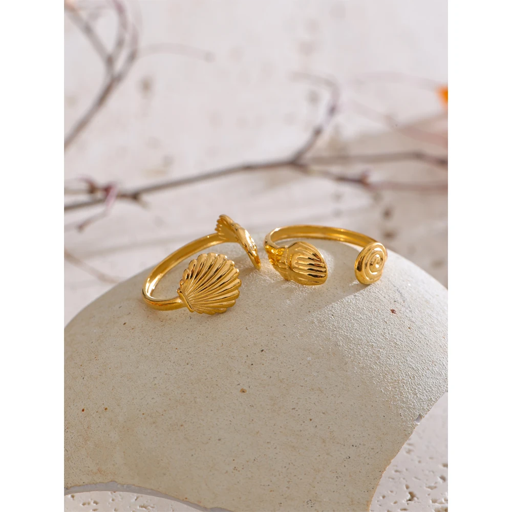 Yhpup Adjustable Ring 18K Golden Plated Stainless Steel