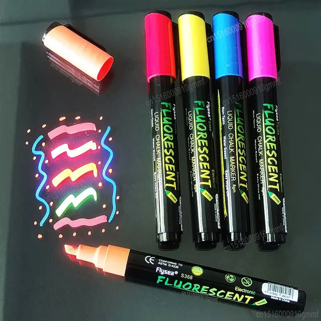 Stylo marqueur à craie liquide structurels ent effaçable, pointe oblique de  6mm, pour tableau lumineux LED, verre, tableau noir, surface brillante,  art, graffiti - AliExpress