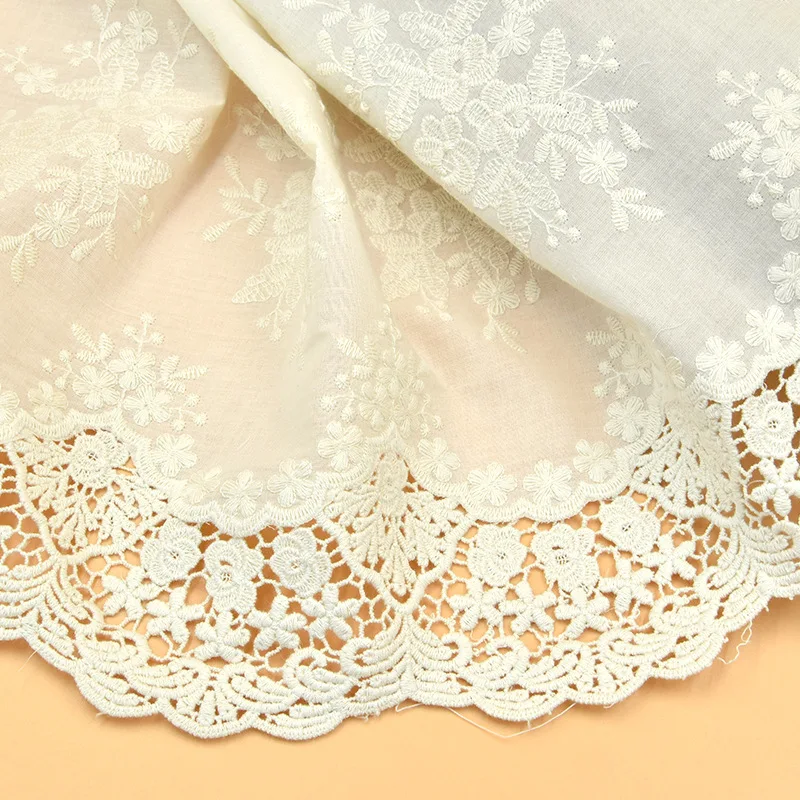 Spitzenstoff zum Nähen und für Guipure-Dekoration, Baumwolle bestickt, weiße Blumen, Spitzenstoff, DIY-Borte, Applikation, Bandkragen – Detail 9