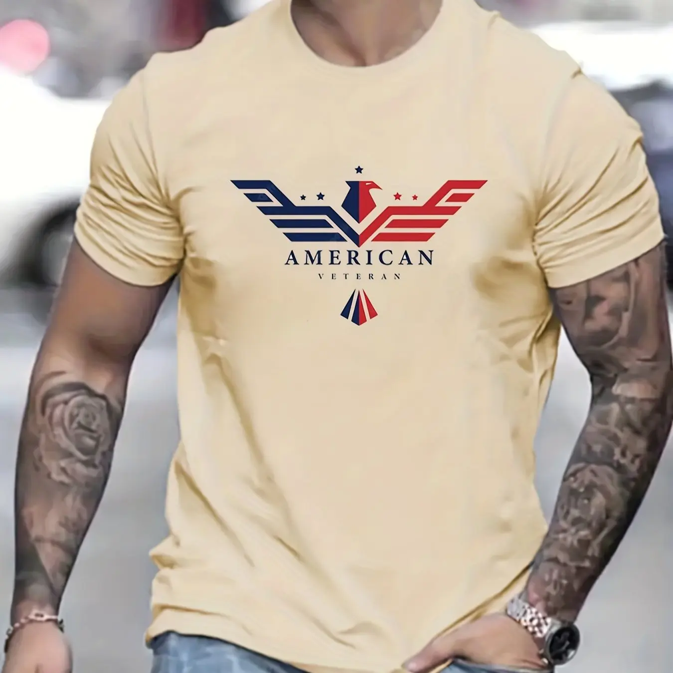 

American Camouflage Men's T-shirt Veteran 3D Print Top T-shirt Soldier T-shirt Fashion Short Sleeve Plus Size Men's Clothing Cas