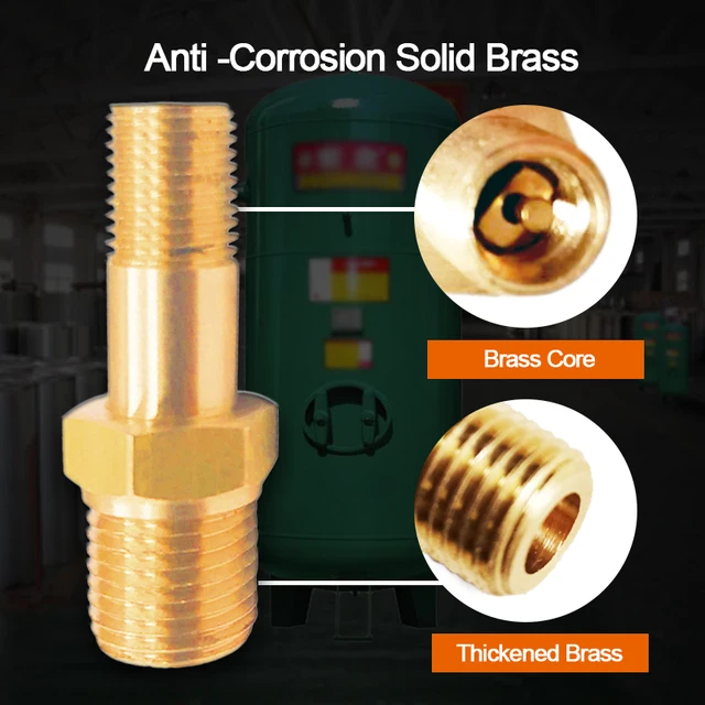 Minimprover 20 PCS Anti-Corrosion Brass Schrader Valve Standard Valve Core  with 1/4''NPT Male and 1/8 NPT Male Threads Tank Valve & Aluminium Caps