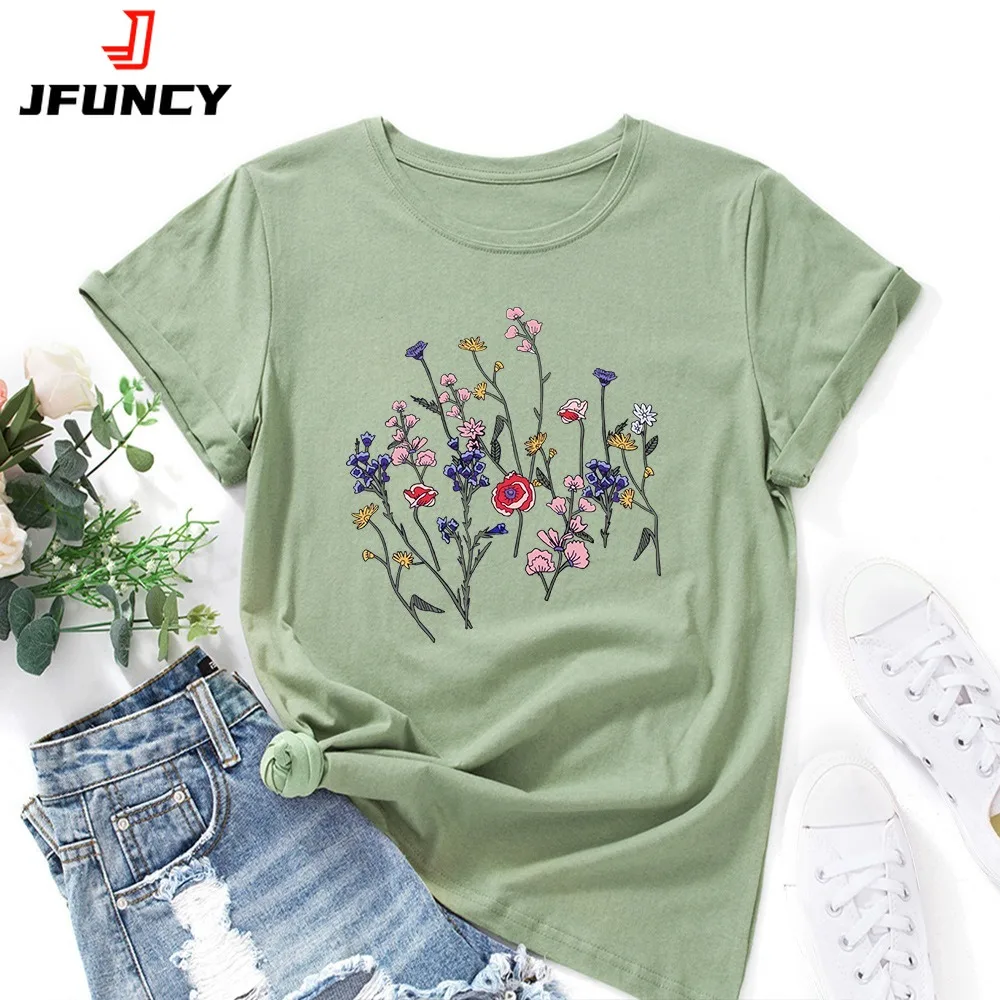 JFUNCY Oversized Women's T-shirt Graphic T Shirt Women Short Sleeve Tee Top Summer Cotton Female Tshirt Harajuku Woman Clothing