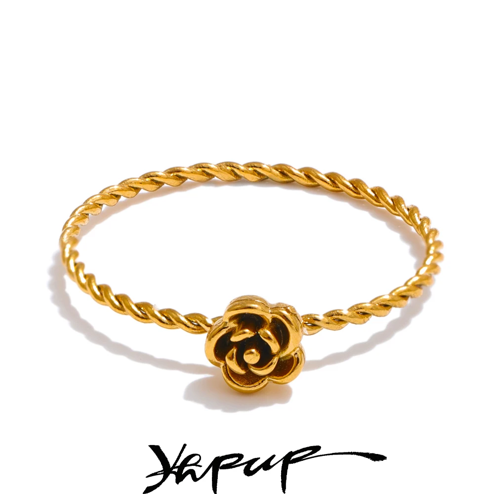 Yhpup Stainless Steel Flower Ring Waterproof
