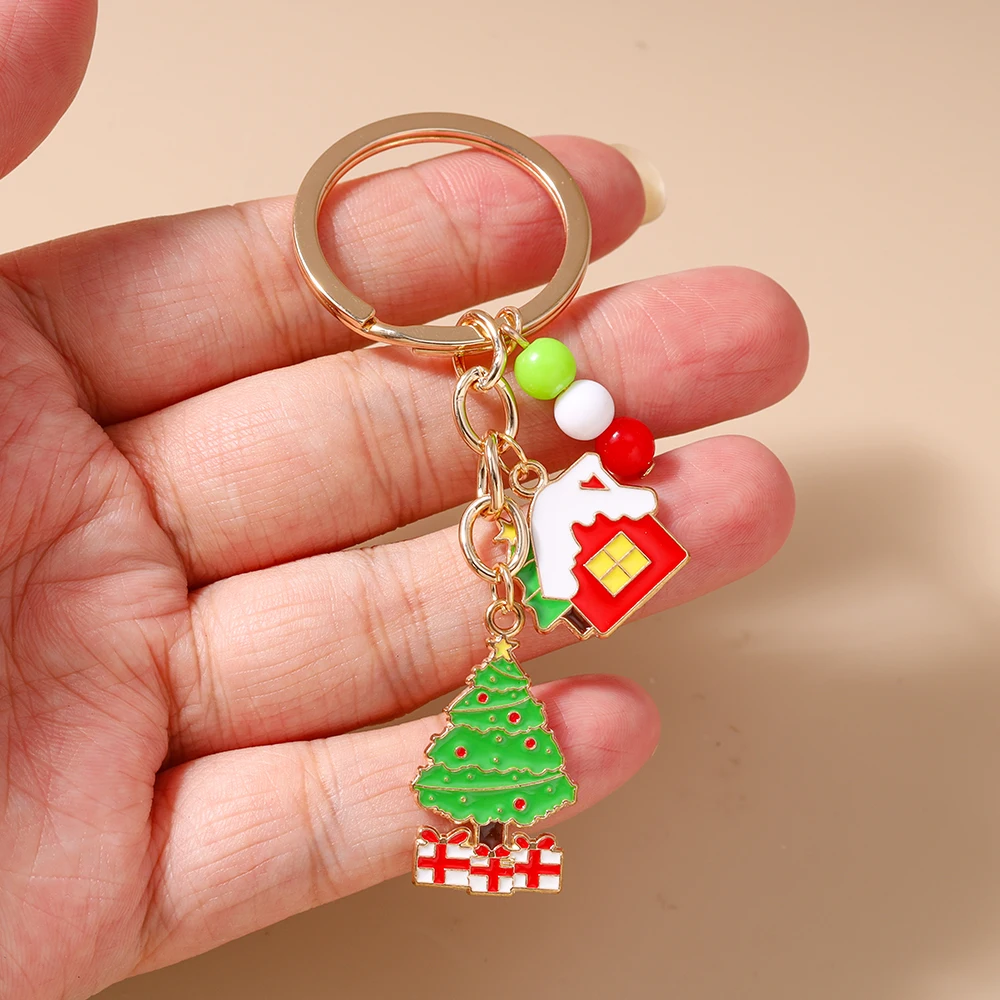 Leslie Niedlicher Weihnachts-Schlüsselanhänger Weihnachtsglocke Zuckerstange Weihnachtsmann Baum Schlüsselanhänger für Frauen Weihnachtsparty Schmuck Geschenke – Detail 6
