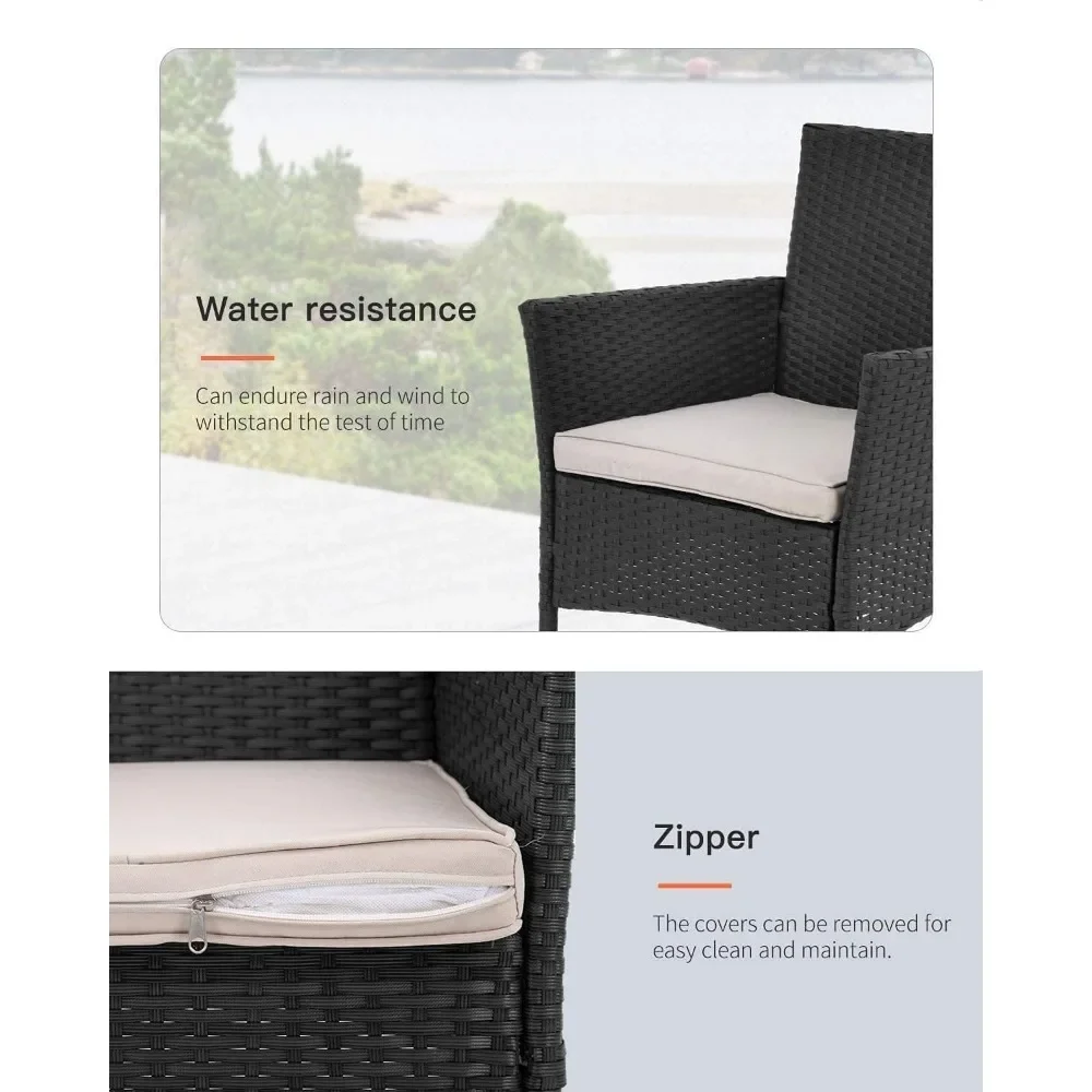 Outdoor Wicker Bistro Rattan Chair Conversation Sets Coffee Table Yard Backyard Lawn Porch Poolside Balcony outdoor bistro set outdoor table and chair set