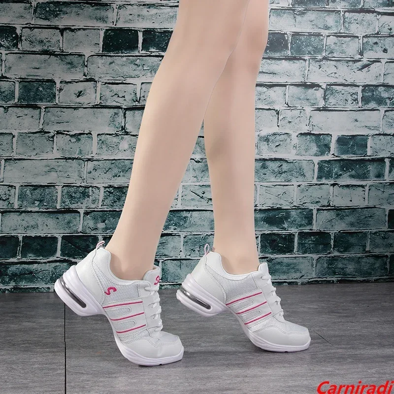 Lightweight Soft Practice Jazz Dance Shoes Women Profession Modern Casual Baskets Sneaker Ladies Cushioning Kids Gym Square Shoe