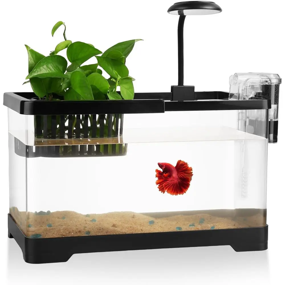 Compact 1.8 Gallon Aquarium Kit with LED Light
