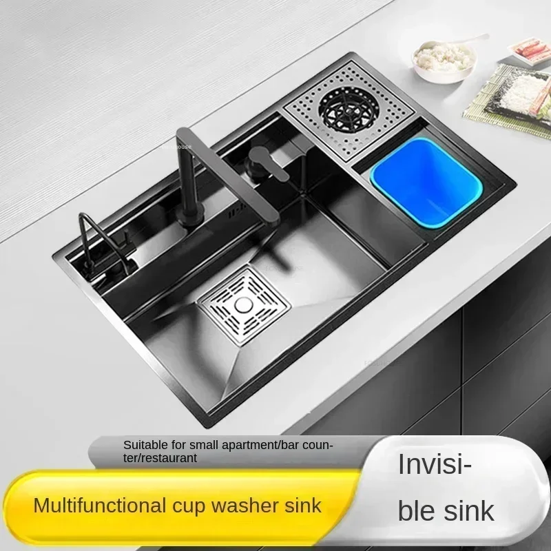 Creative Cup Washer Kitchen Sinks Multifunctional Hidden Dish Drainer Basin Home Kitchen Accessories Handmade Large Single Slot
