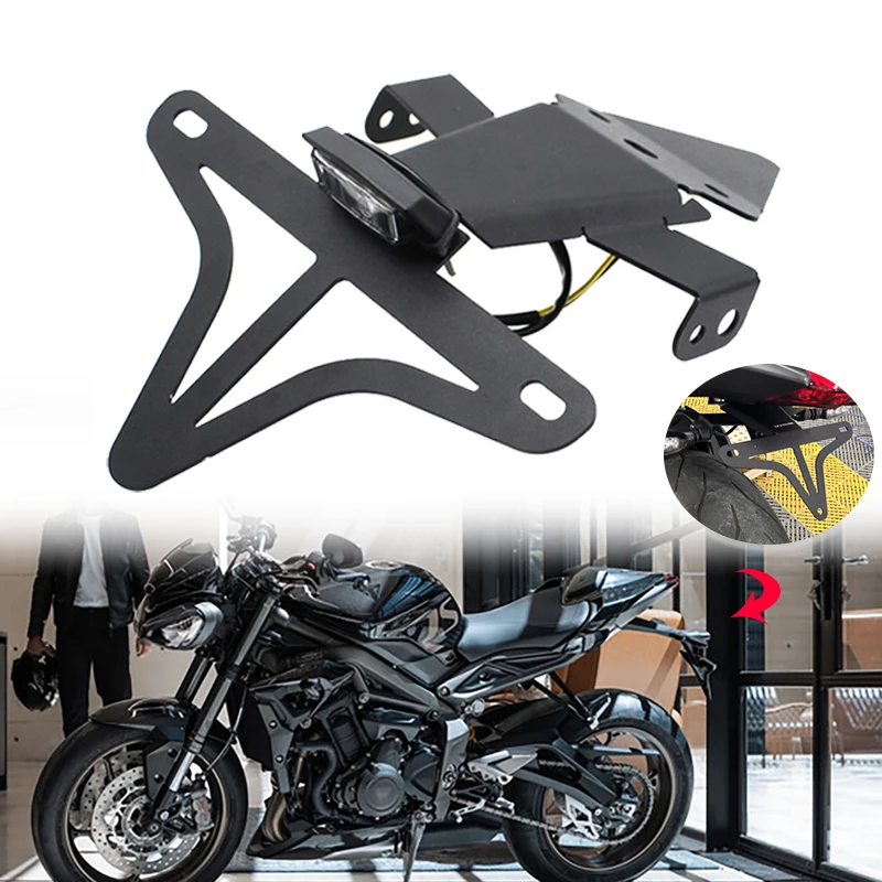

Motorcycle License Plate Holder Rear Tail Frame Fender Eliminator Bracket For Street Triple 765 RS 765RS 2020-2023 Accessories