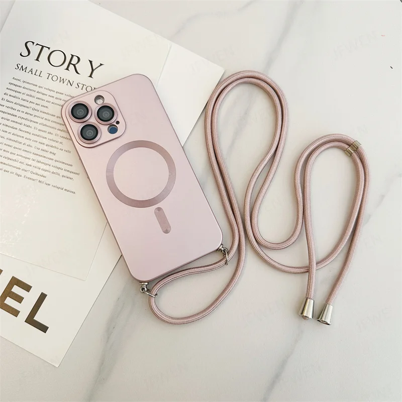 thumbnail image 1 of Crossbody Lanyard Magnetic Case For iPhone 15 14 13 12 11 Pro Max Plus X XS XR For Magsafe Soft TPU Camera Protection Cover, 1 of 5