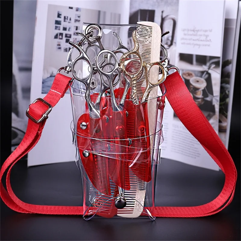 7 Pockets PVC Hair Scissors Bag Scissors Pouch Barber Scissor Holder Case With Belt Salon Hairdressing Tool Storage Bag Tool Holder