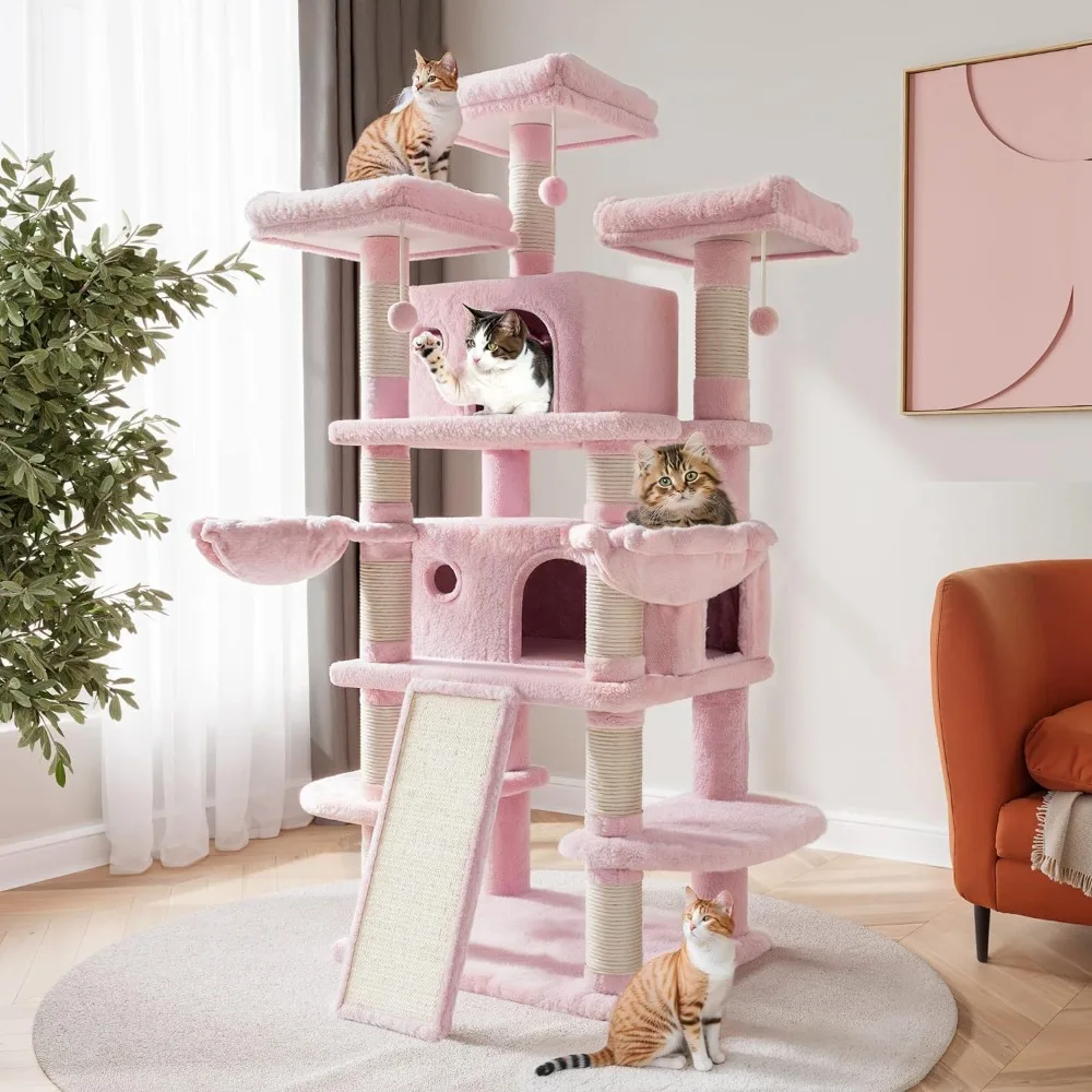 

68 Inches Multi-Level Large Tree for Large Cats/Big Cat Tower with Cat Condo Cozy Plush Perches Sisal Scratching Posts