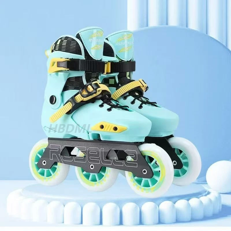 HBDML 블루 조절 가능 사이즈 3*100mm 휠 스피드 스케이트 인라인 스케이트 롤러 스케이트 알루미늄 합금 브래킷