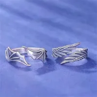 Anime Angel Demon Couple Rings for Women Men Fashion Animal Adjustable Open Ring Promise Matching Couple Ring Party Gifts 2