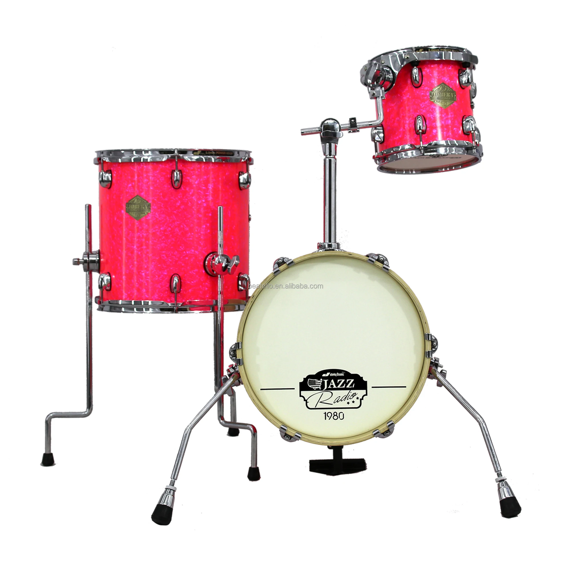 JBK Small-sized 3Pcs Bass Drum & Tom-toms Drum Set Beginners High Quality Percussion Instrument Jungle Portable Set