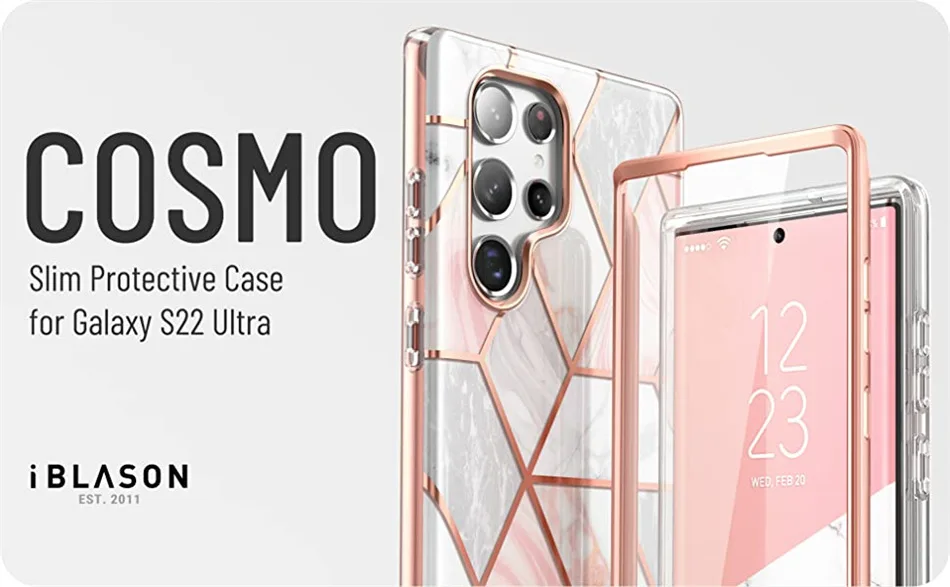 For Samsung Galaxy S22 Ultra Case 5G (2022 Release) I-BLASON Cosmo Slim Stylish Protective Case with Built-in Screen Protector galaxy s22 ultra flip case