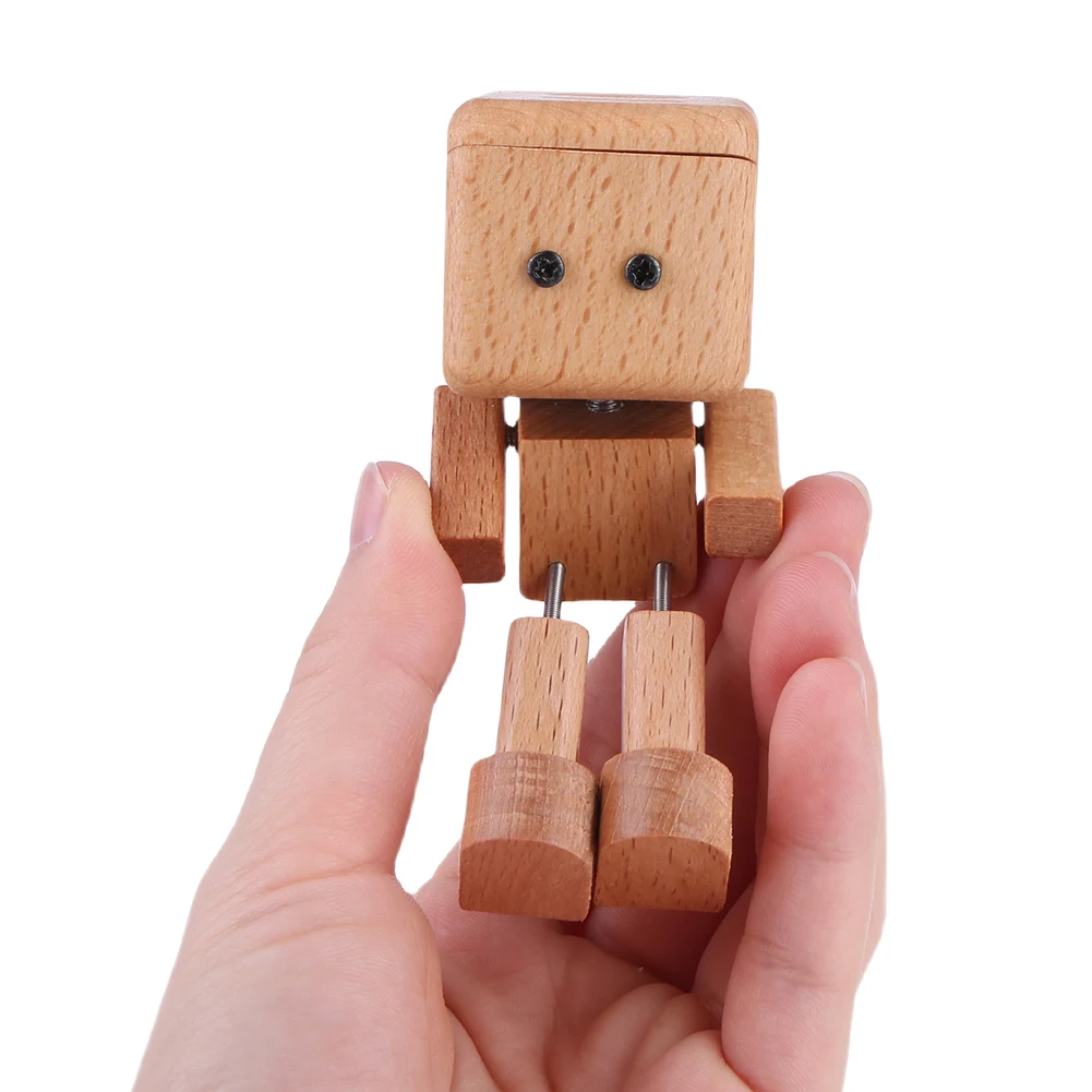 1PC Shaking Wooden Man Figurine Handmade Shaking Feet Wooden Figurine with Clip Funny Wood Desktop Decor Car Dashboard Decoratio
