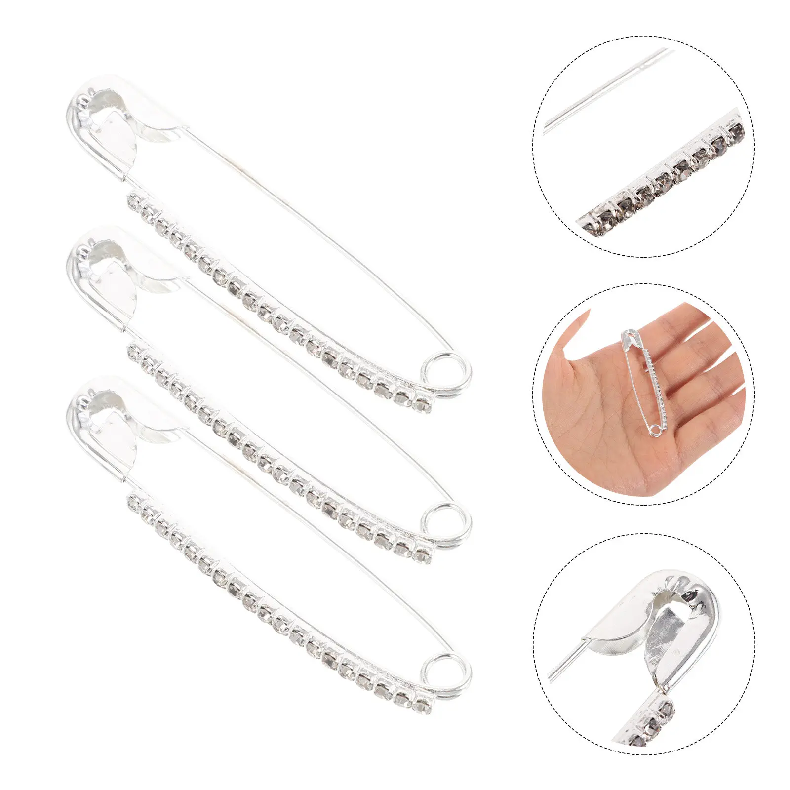 10Pcs 허리 조임기 장식 브로치 핀 라인스톤 안전핀 조절 가능한 드레스 바지 스커트 클립 우아한 의류